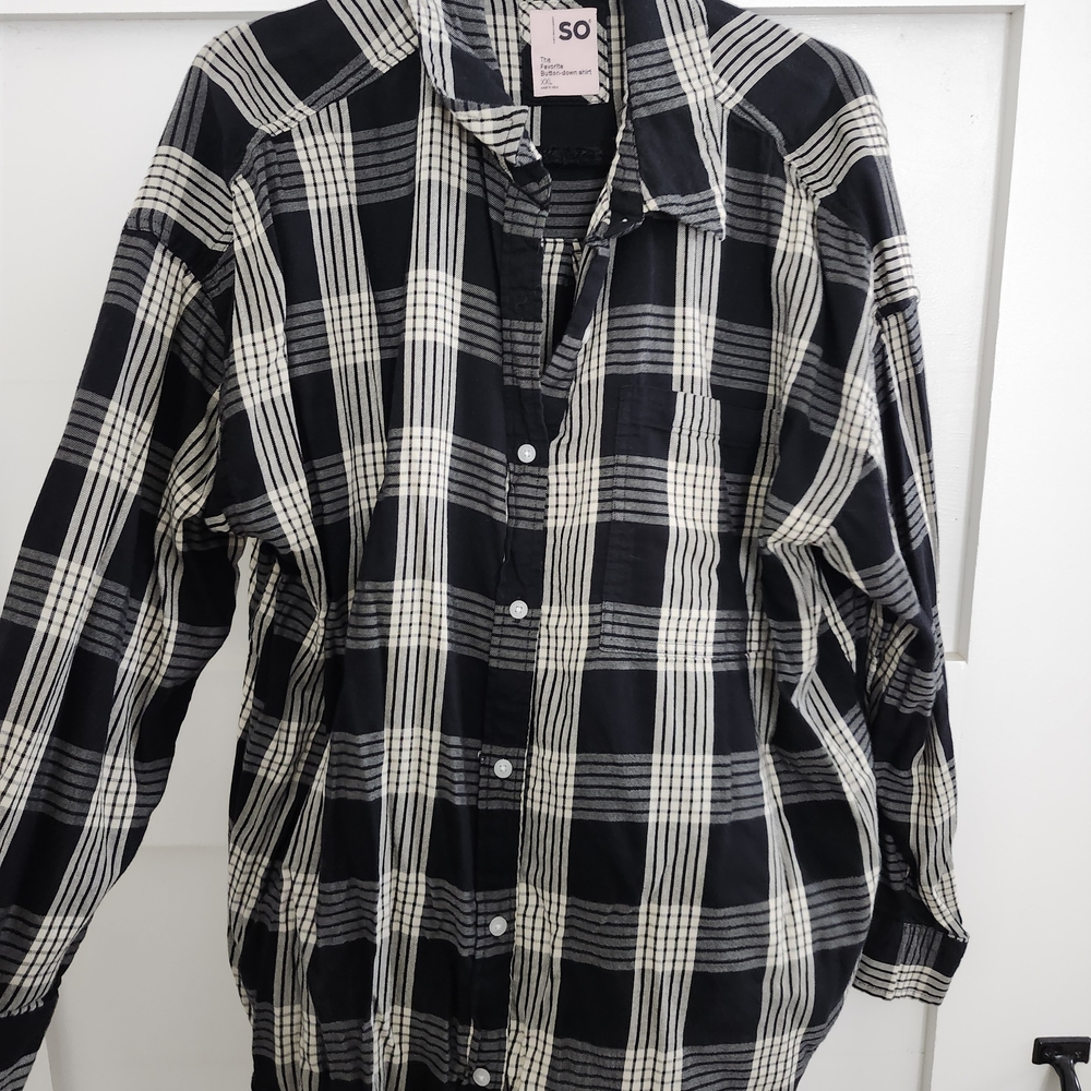 SO Black and White Plaid Shirt